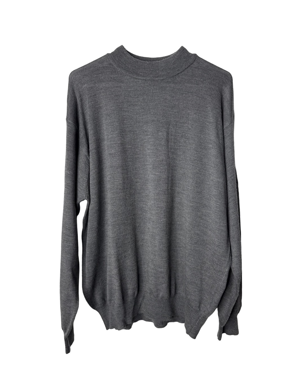 CORTINA Italy Men's Merino Wool Knit Pullover Sweater Mock Neck Gray XL Luxury